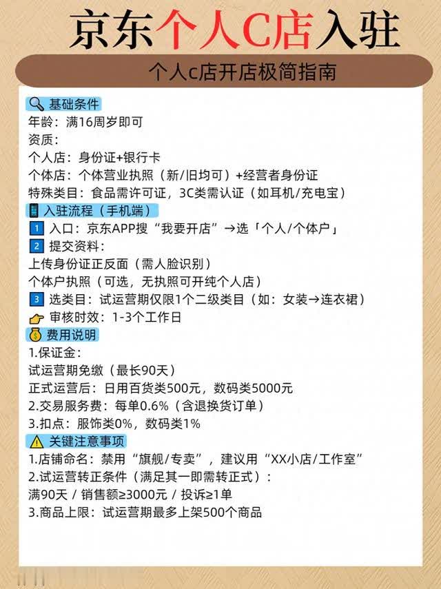 京东个人C店入驻指南