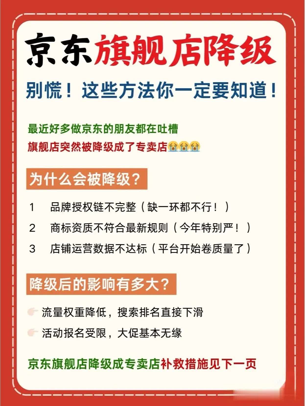 京东旗舰店降级了怎么办？怎么升回旗舰店？