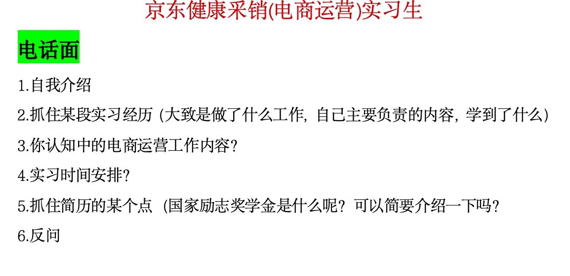 京东采销（电商运营）面经分享