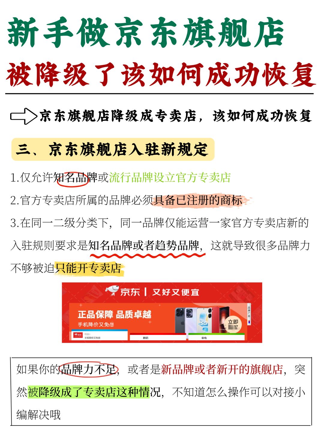 新手做京东旗舰店，被降级如何重新申请❓❓