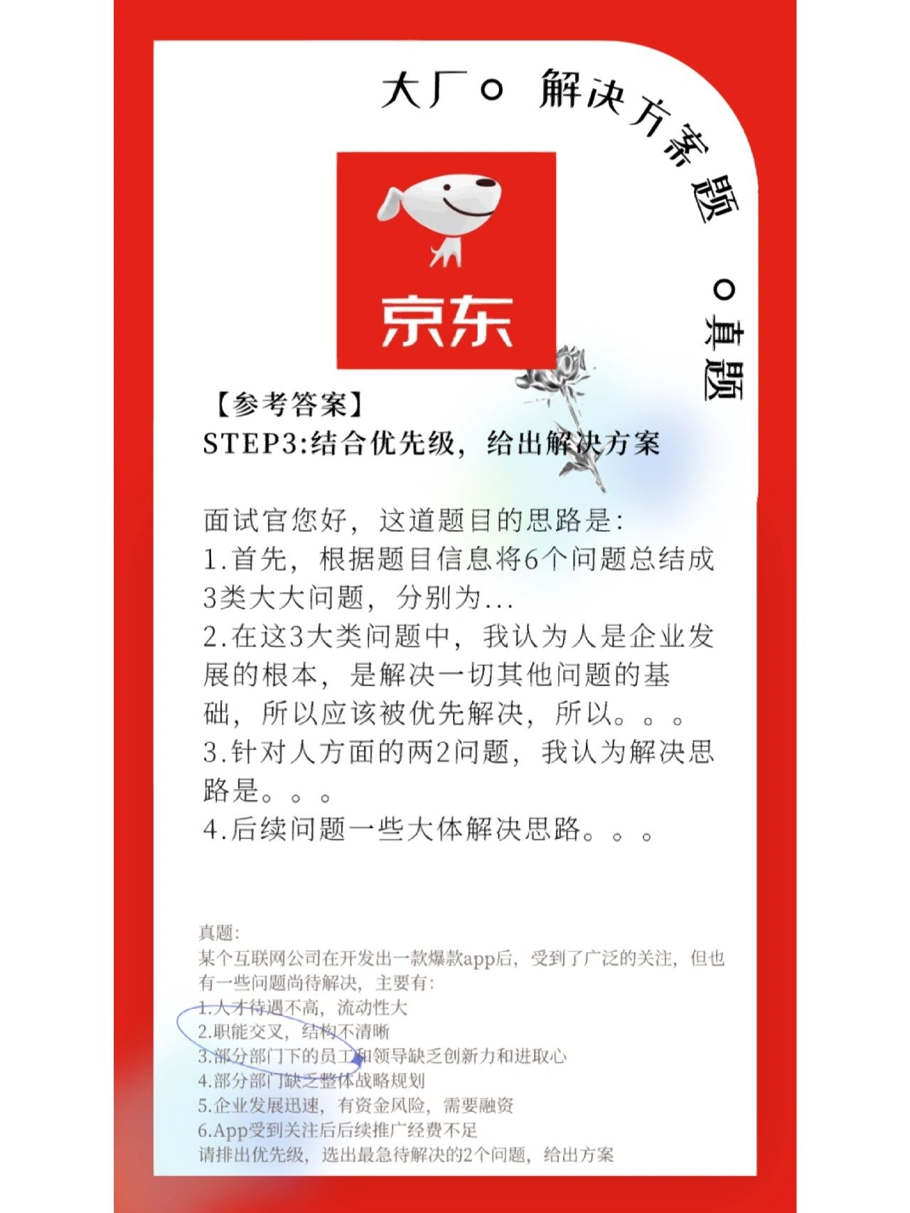 大厂面试真题-京东-分析公司最需解决的问题