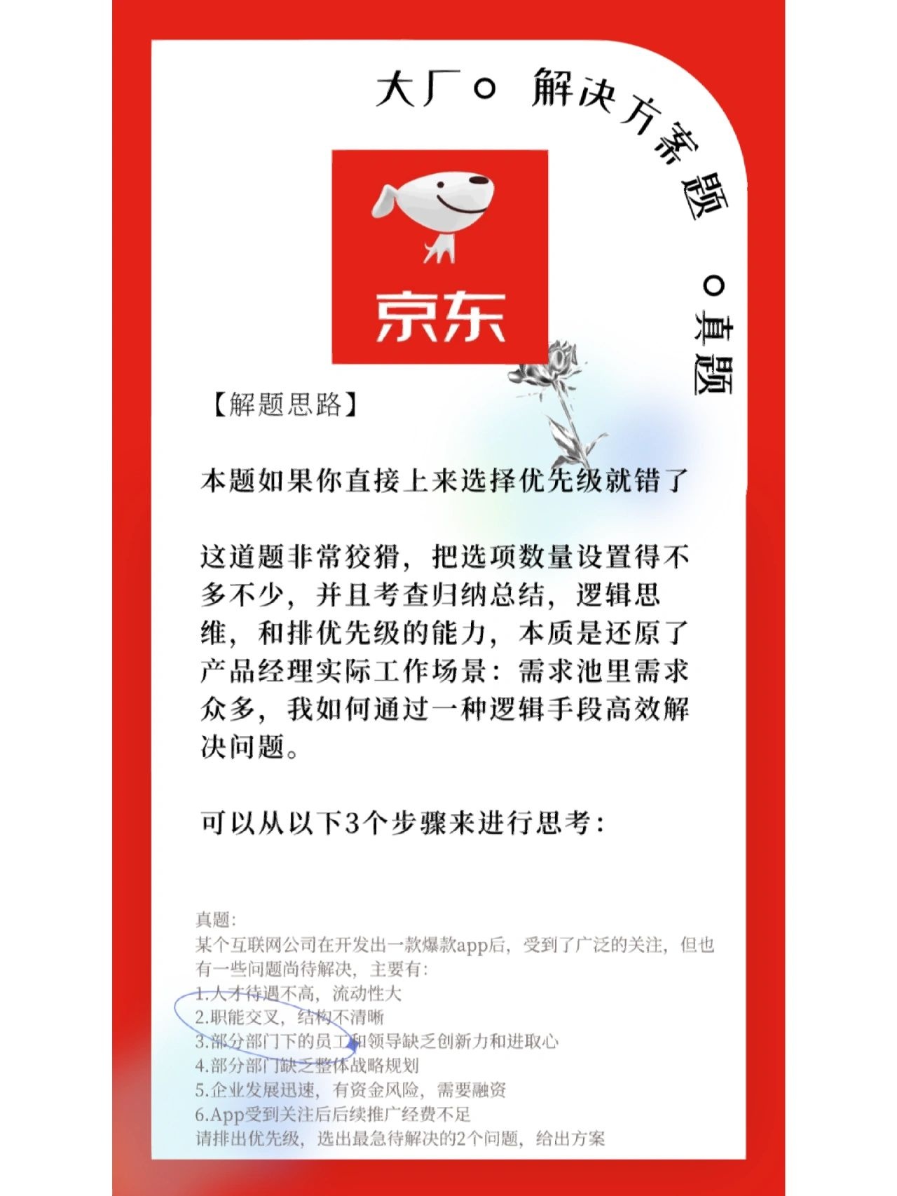 大厂面试真题-京东-分析公司最需解决的问题