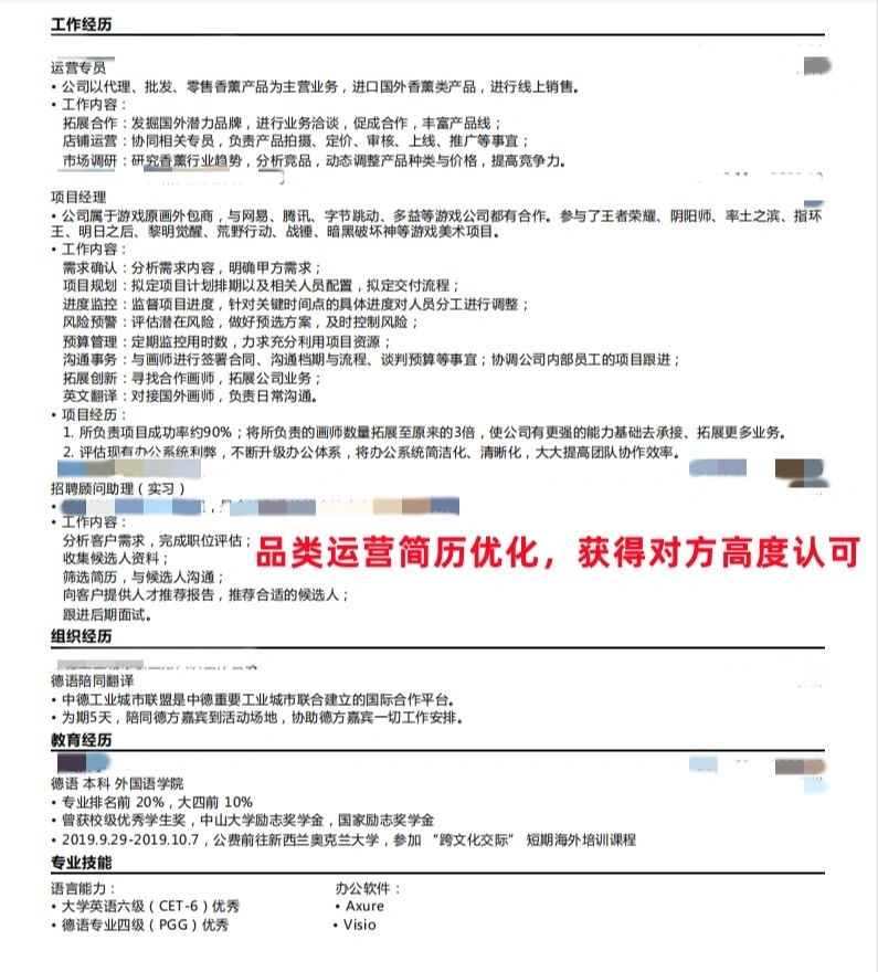 %title插图%num 品类运营简历优化,获得对方高度认可