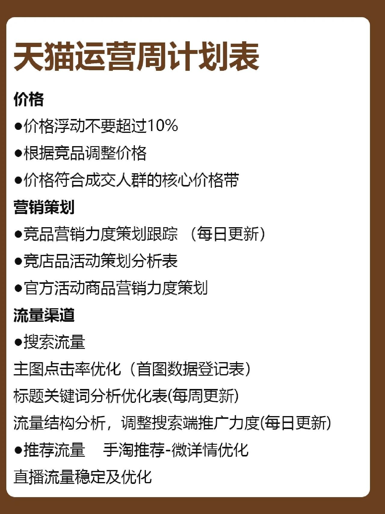 天猫运营每日工作内容？目标细化
