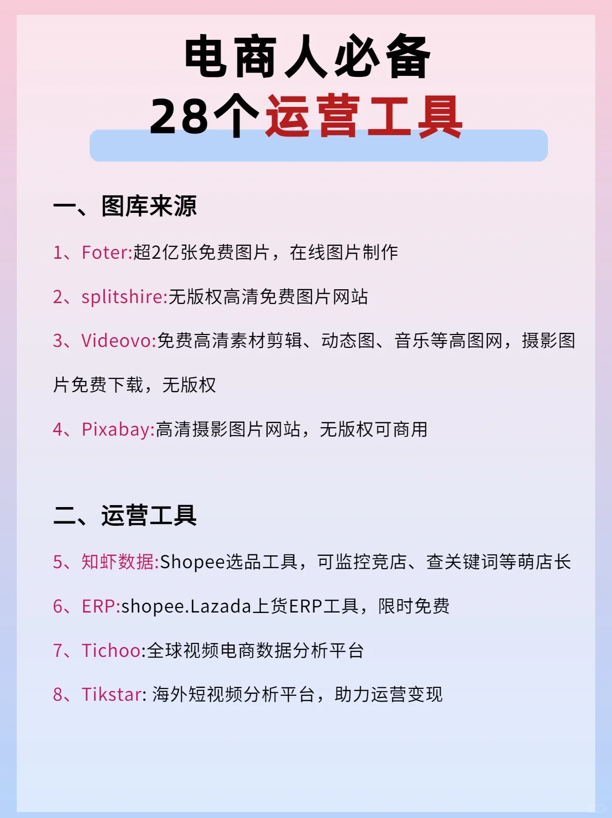 电商干货‼️28个电商人必备运营工具
