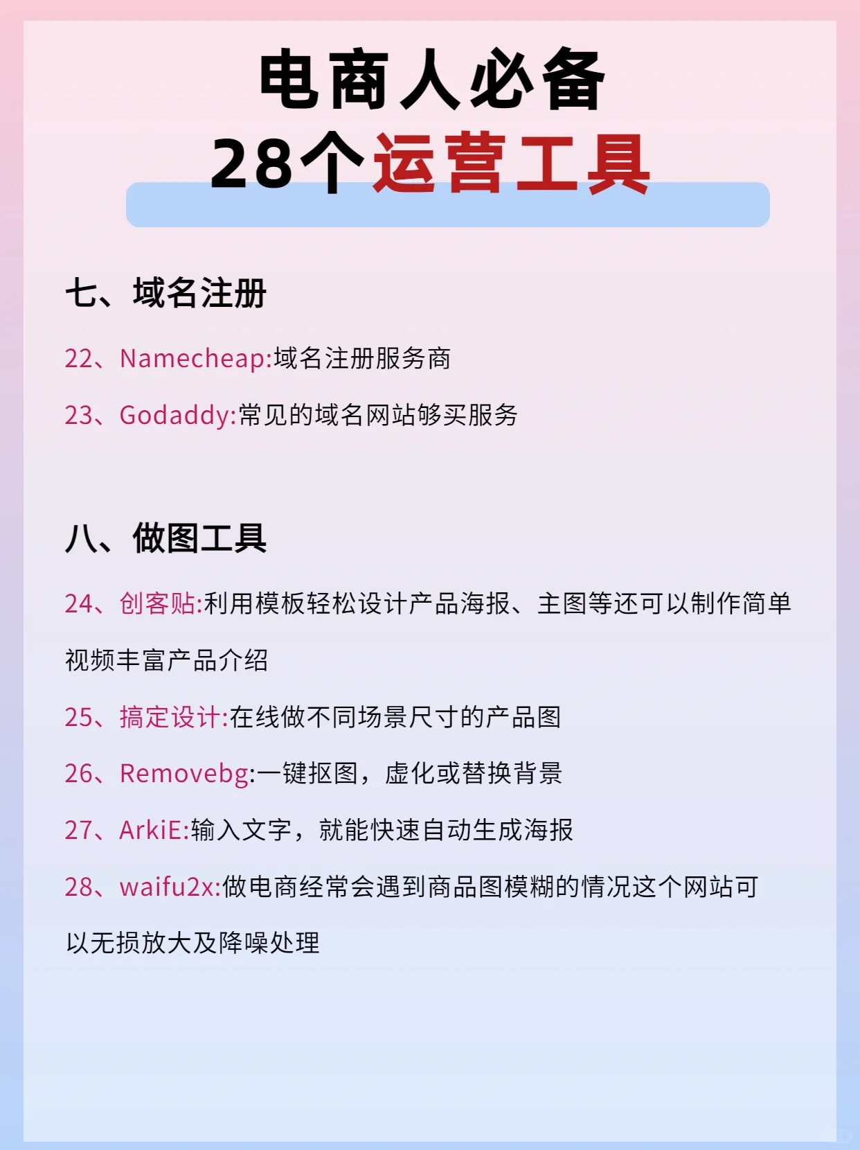 电商干货‼️28个电商人必备运营工具