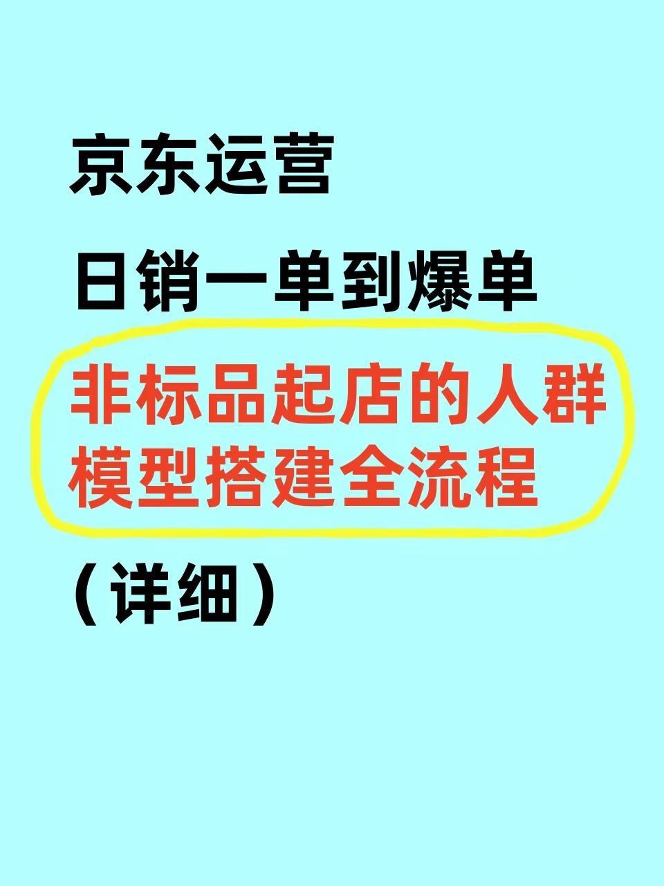 京东运营：非标品起店的人群模型搭建全流程。
