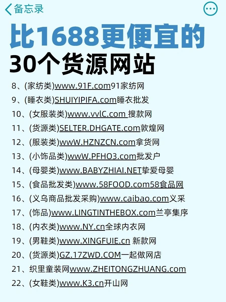 比1688更便宜的30个货源网站
