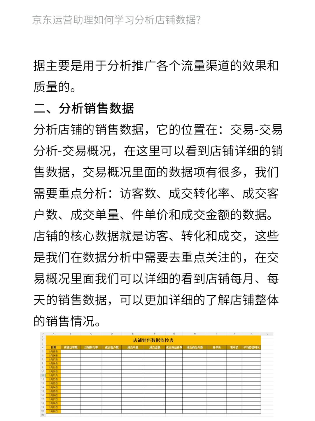 京东运营助理如何学习分析店铺数据？